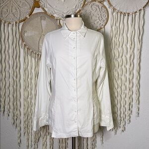 Porto San Francisco White Lagenlook Long Sleeve Button Down Blouse Size 3/Large